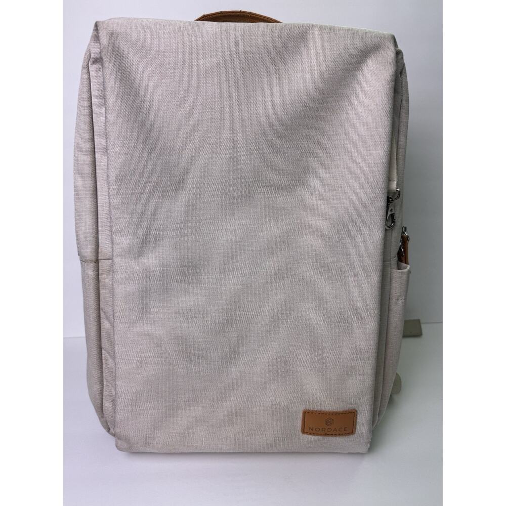 Nordace Siena Smart Backpack Beige Water Resistant Travel Laptop Bag USB 15.6”